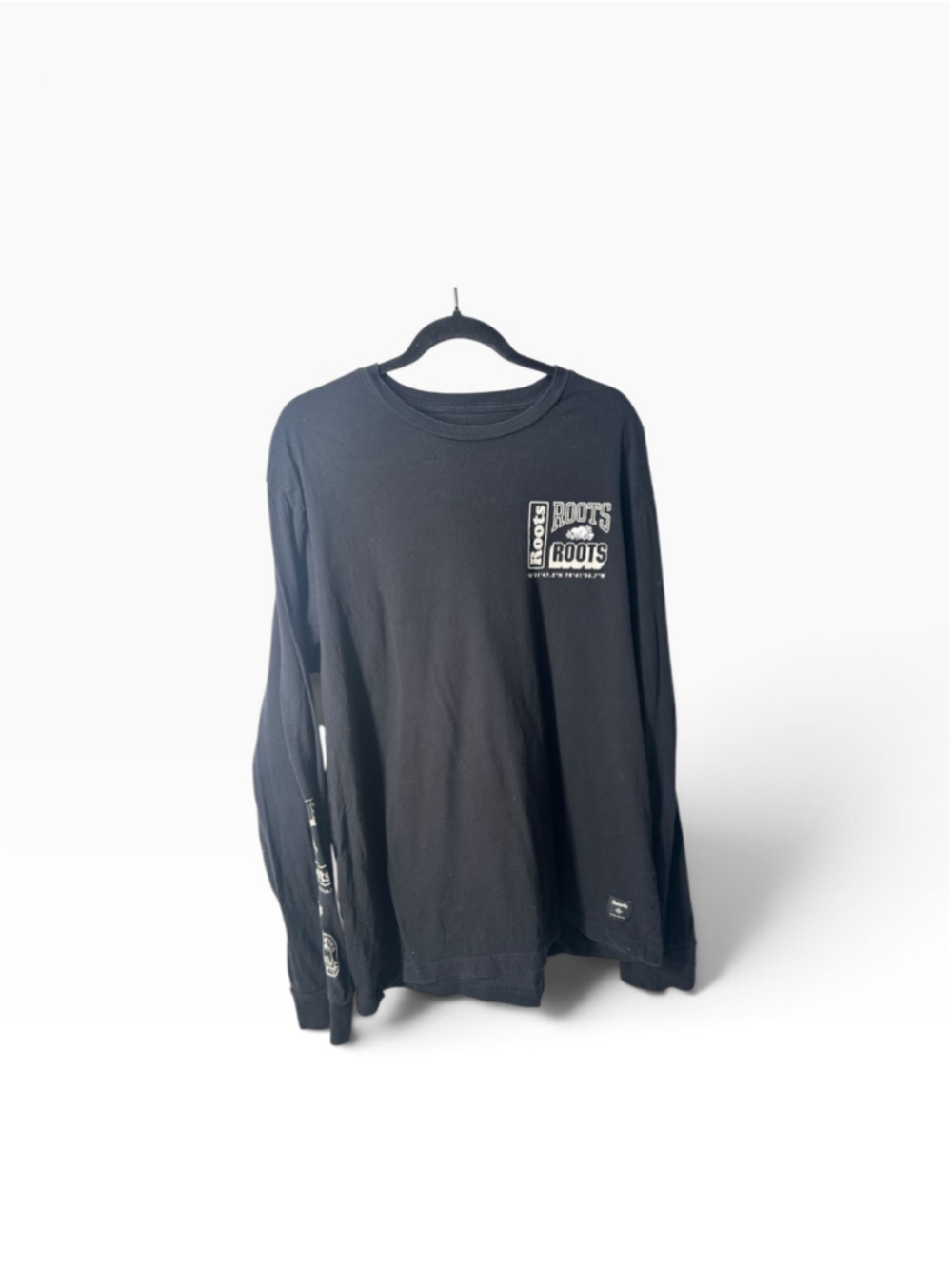 Roots Shirt Long Sleeve Tee Graphic Logo Crew Neck outdoors mountains sz xl